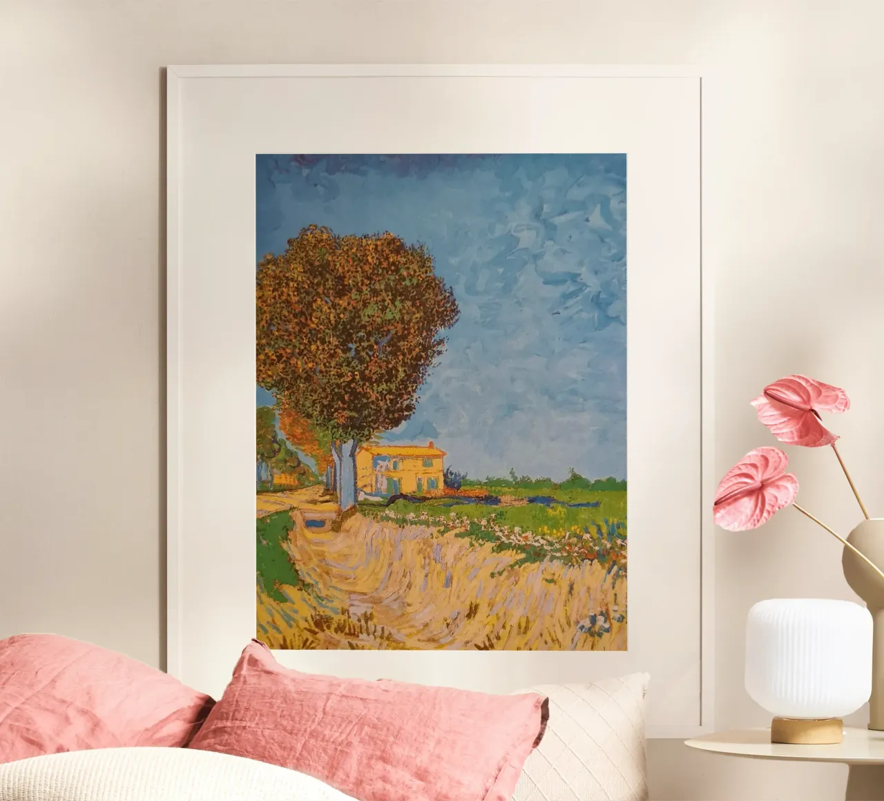 fiume secco sul ciglio della strada poster con telaio in legno da cloud shop