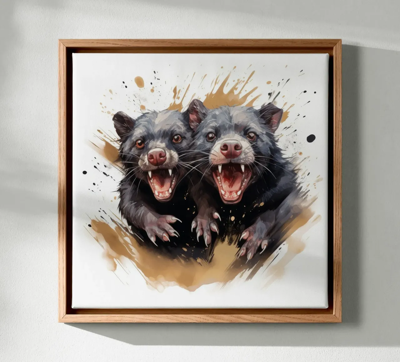 Retro Tasmanian Devil Duo tela con Cornice a cassetta da Funny Animals