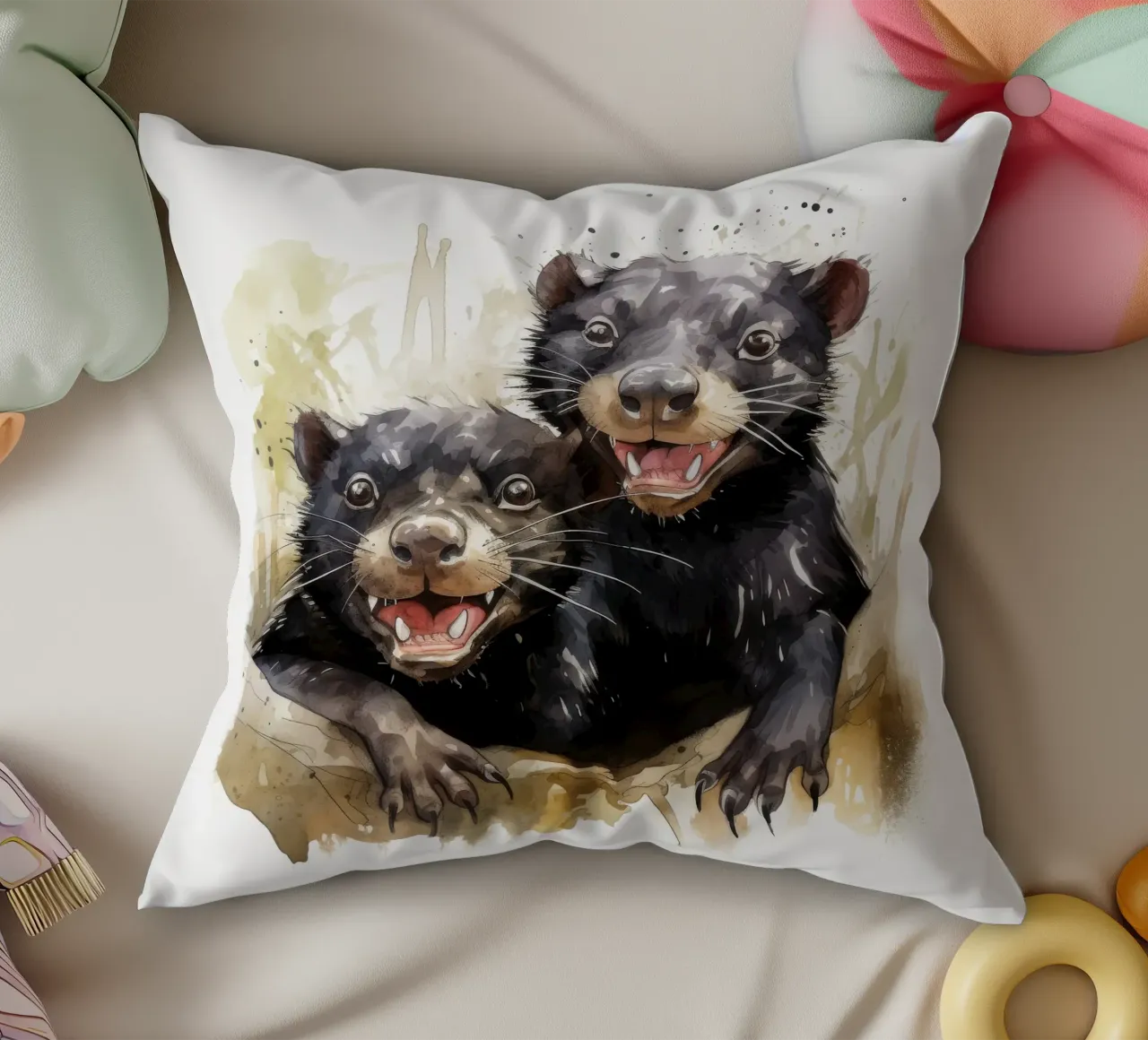 Retro Tasmanian Devil Duo cuscino da Funny Animals