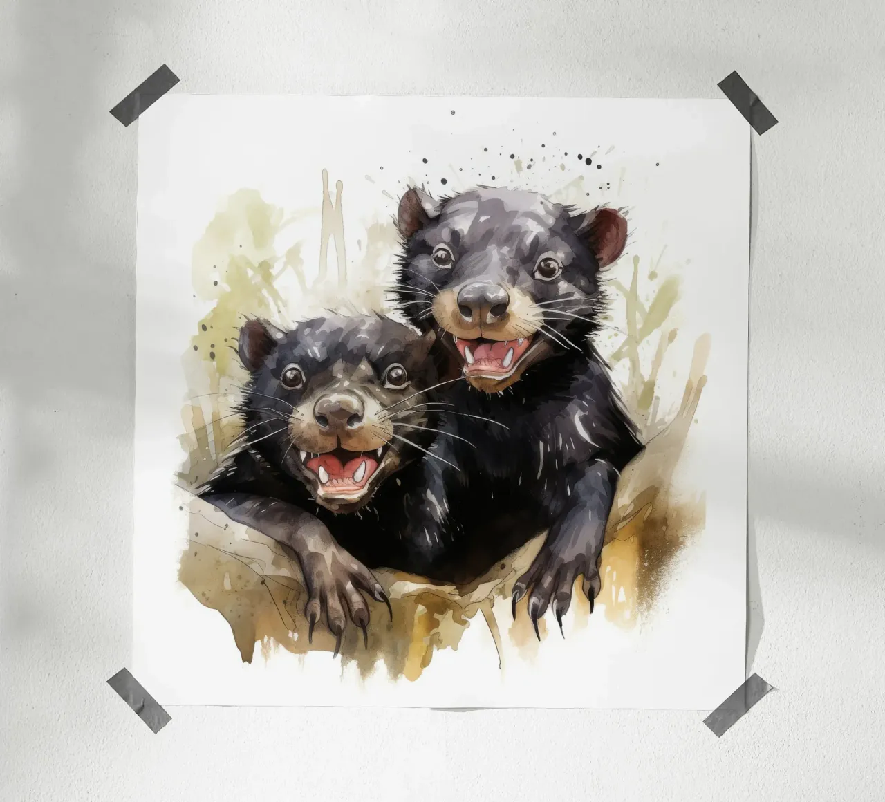 Retro Tasmanian Devil Duo carta hahnemühle da Funny Animals