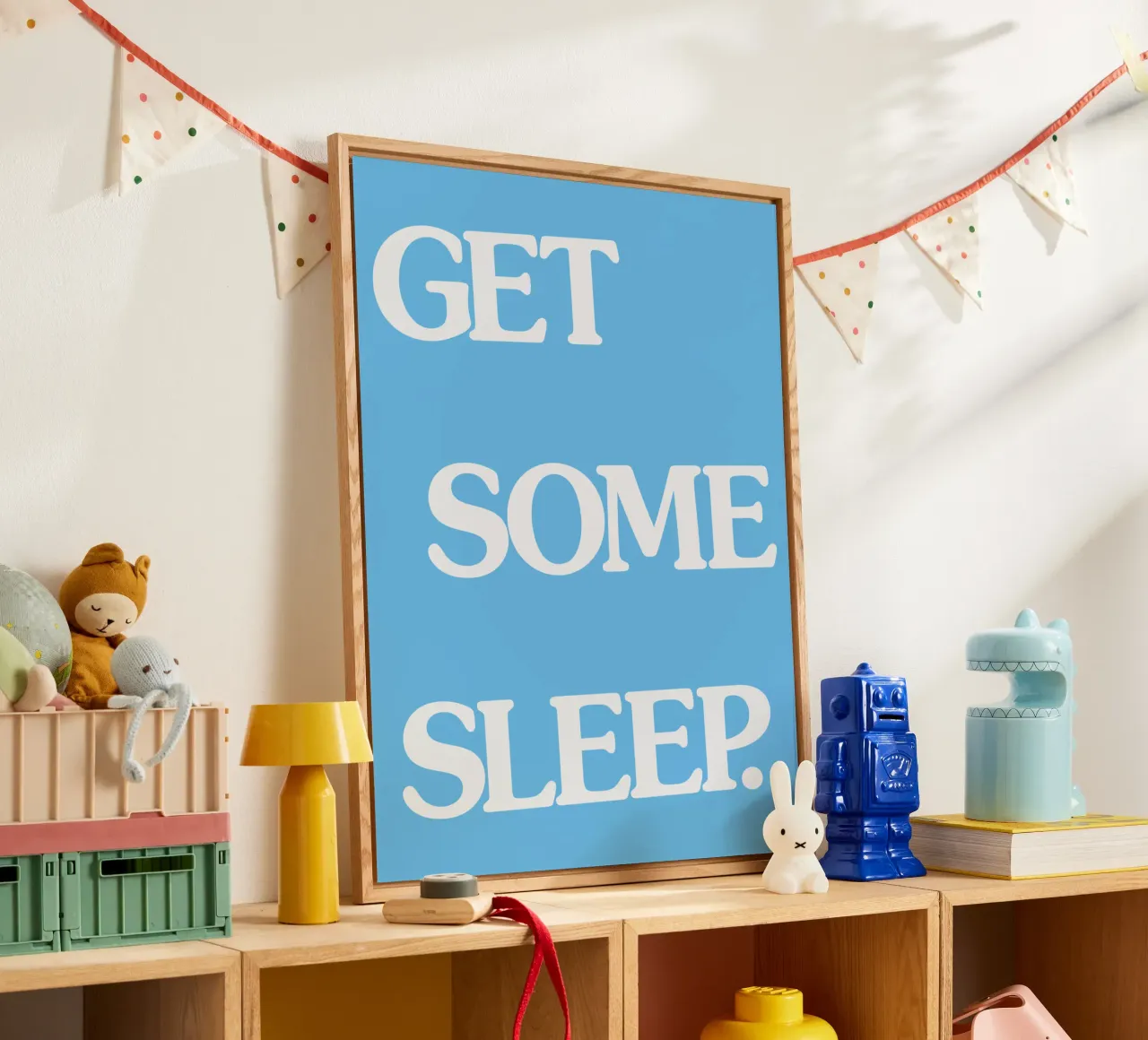Get Some Sleep Bold Retro New Wave Typografie Wandkunst Acryl-Glas von THE MOTIVATED TYPE