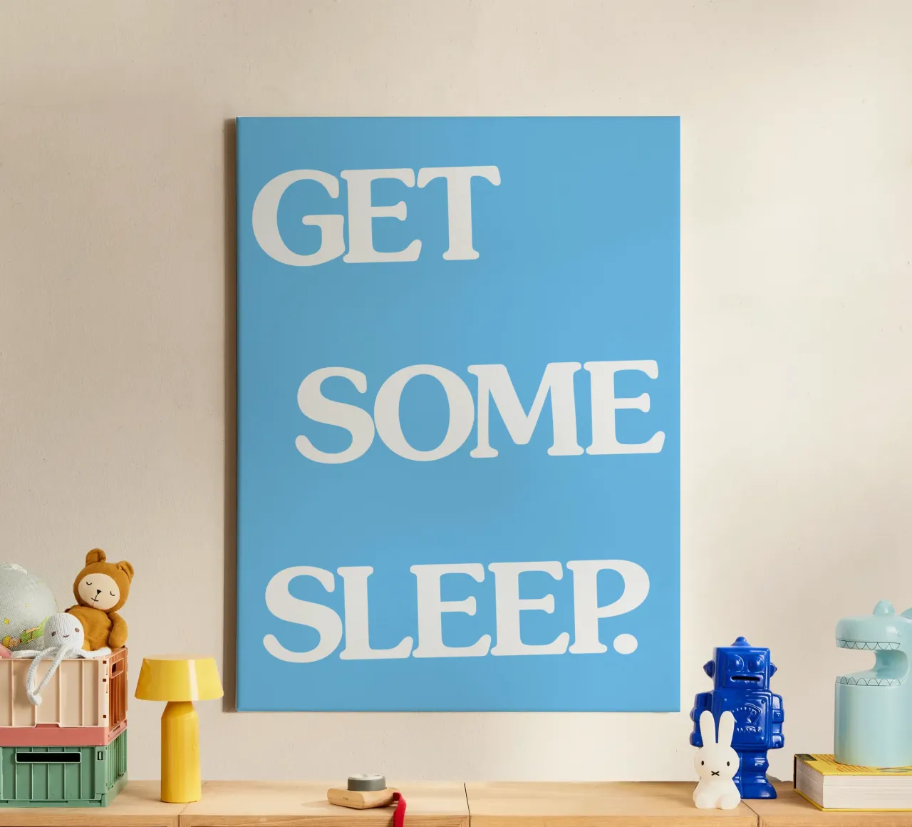 Get Some Sleep Bold Retro New Wave Typography Wall Art canvas with Floater frame by THE MOTIVATED TYPE