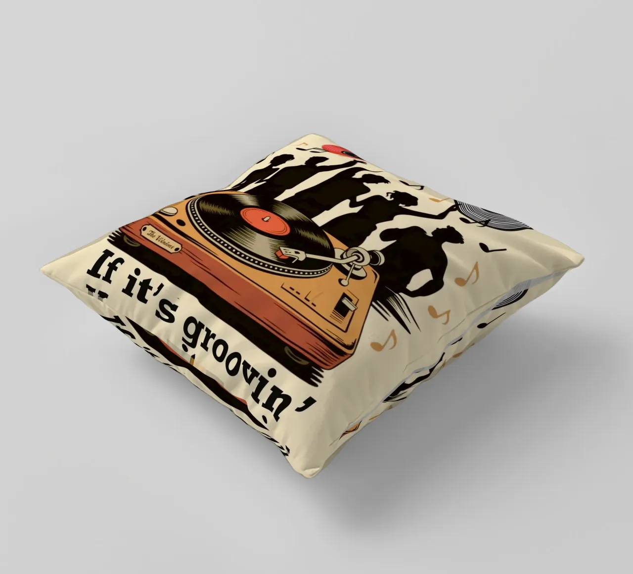 If it’s groovin, keep it movin decorative cushion by Taika Tori Art