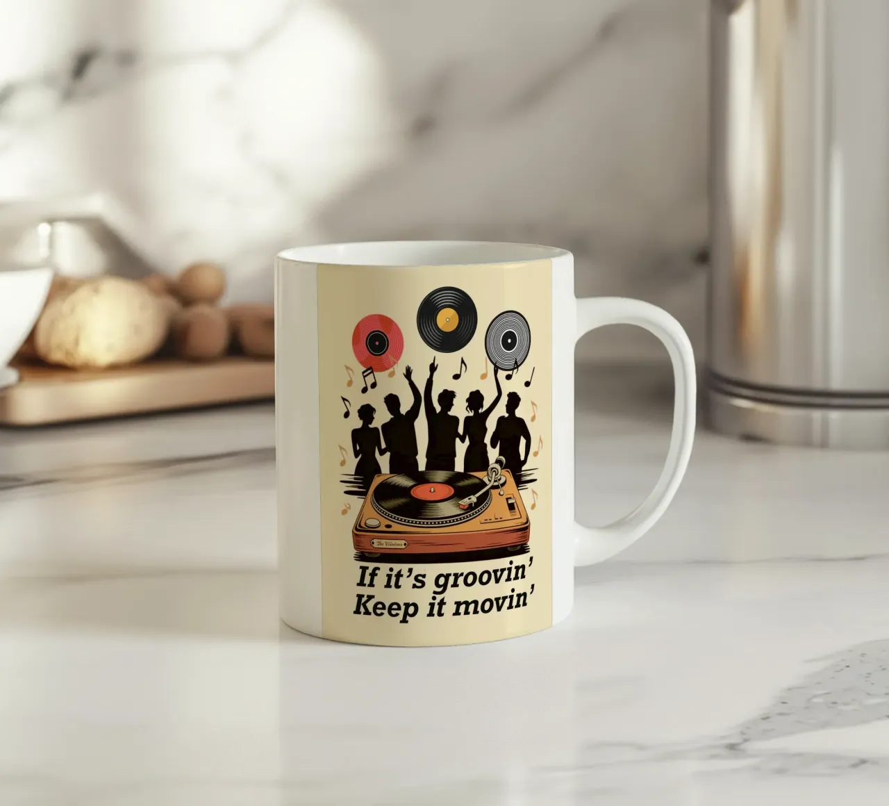 Se è groovin, keep it movin tazza in ceramica da Taika Tori Art