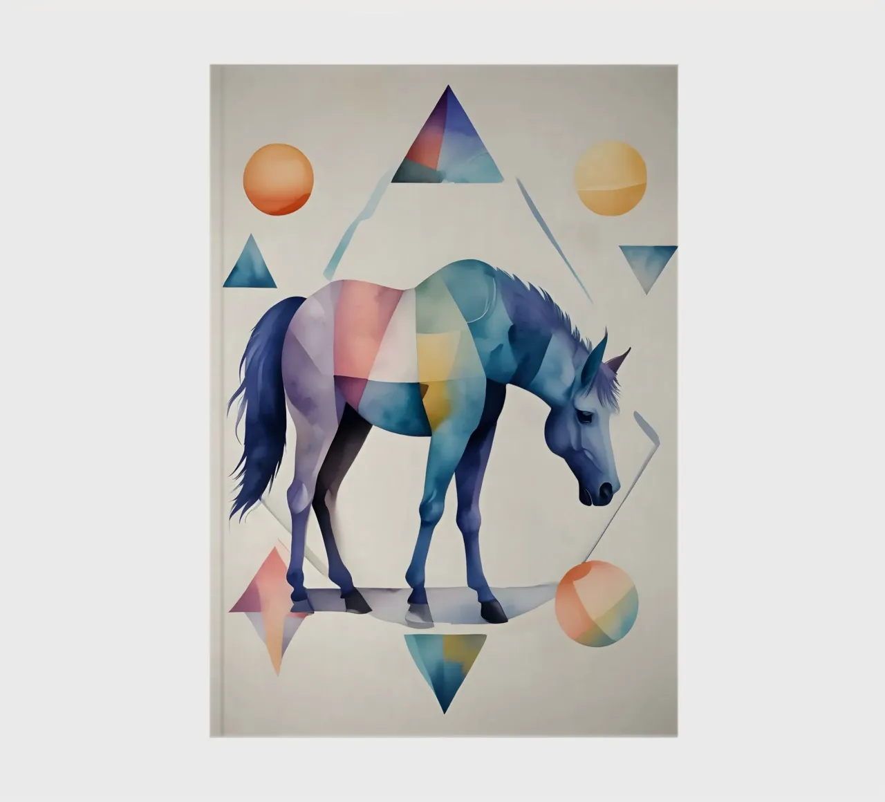 Geometrisches Pferd - Abstraktes Aquarell Notizbuch von Minimalism