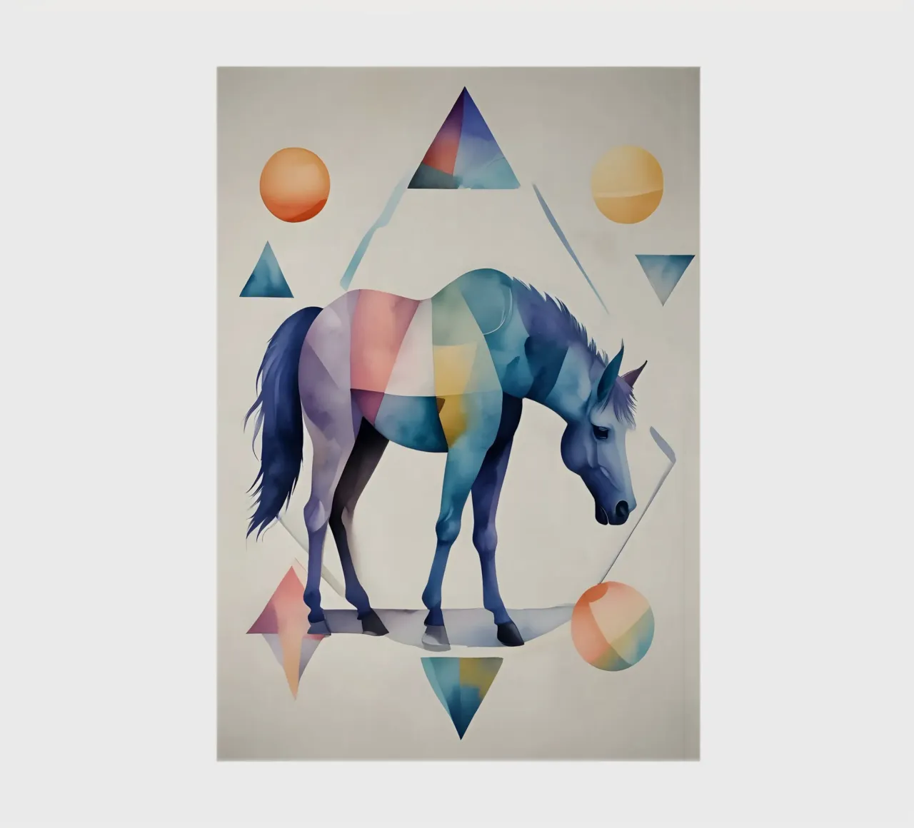 Geometrisches Pferd - Abstraktes Aquarell Notizbuch von Minimalism
