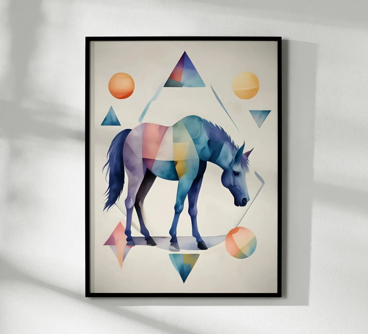 Geometrisches Pferd - Abstraktes Aquarell Poster von Minimalism