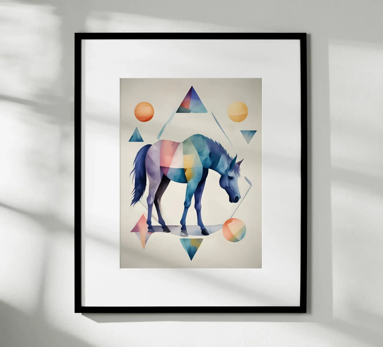 Geometrisches Pferd - Abstraktes Aquarell Poster von Minimalism