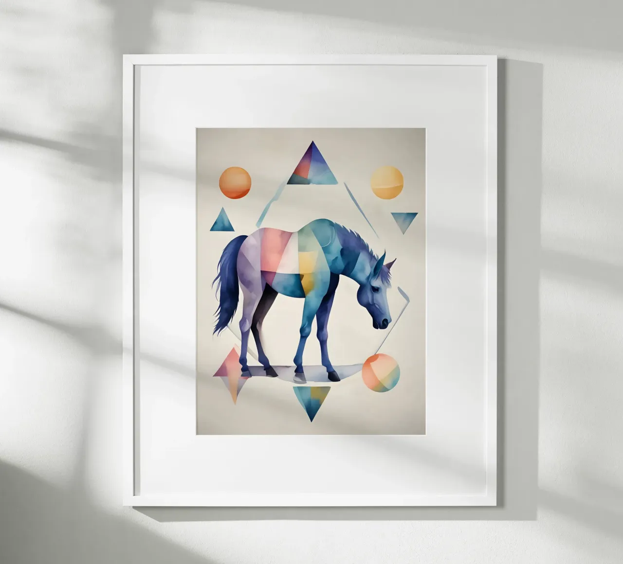 Geometrisches Pferd - Abstraktes Aquarell Poster von Minimalism