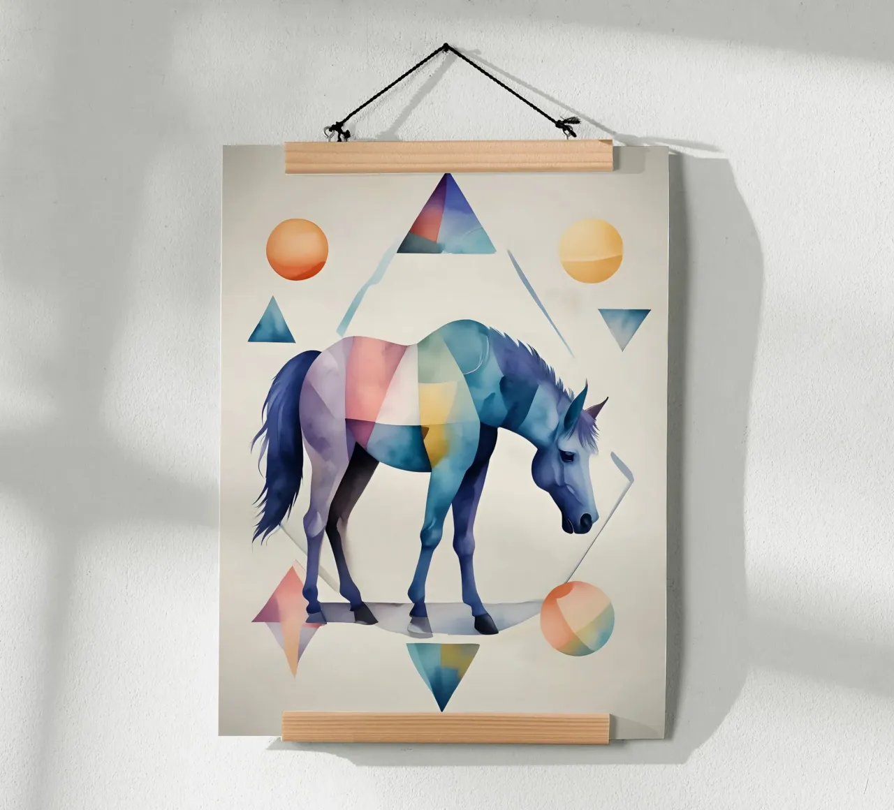 Geometrisches Pferd - Abstraktes Aquarell Poster von Minimalism