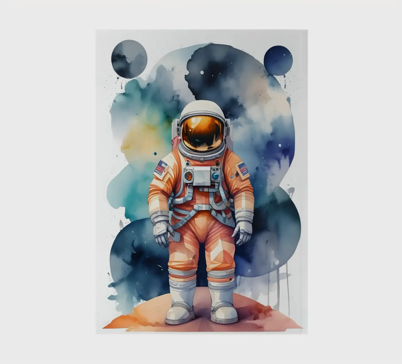 Astronaute dans l'espace en aquarelle - Art mural moderne de science-fiction carnet de notes de Minimalism