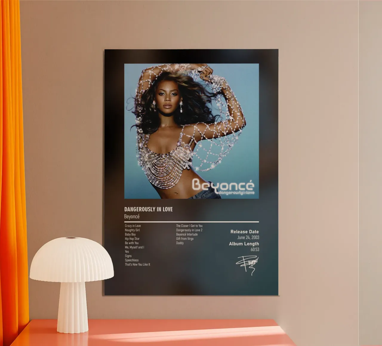 Dangerously in Love By Beyoncé poster con telaio in plastica da DGUnder