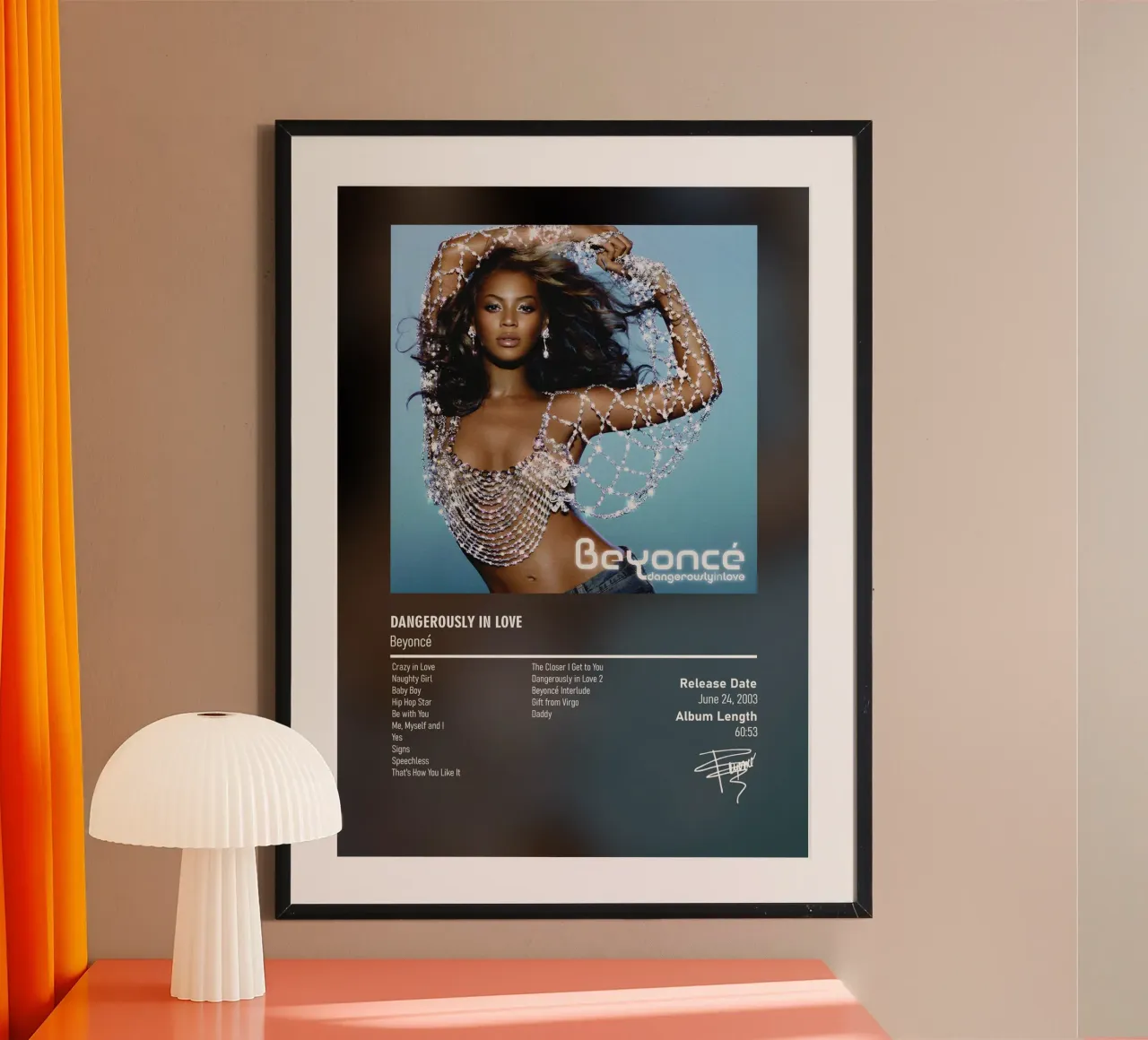 Dangerously in Love By Beyoncé poster con telaio in plastica da DGUnder