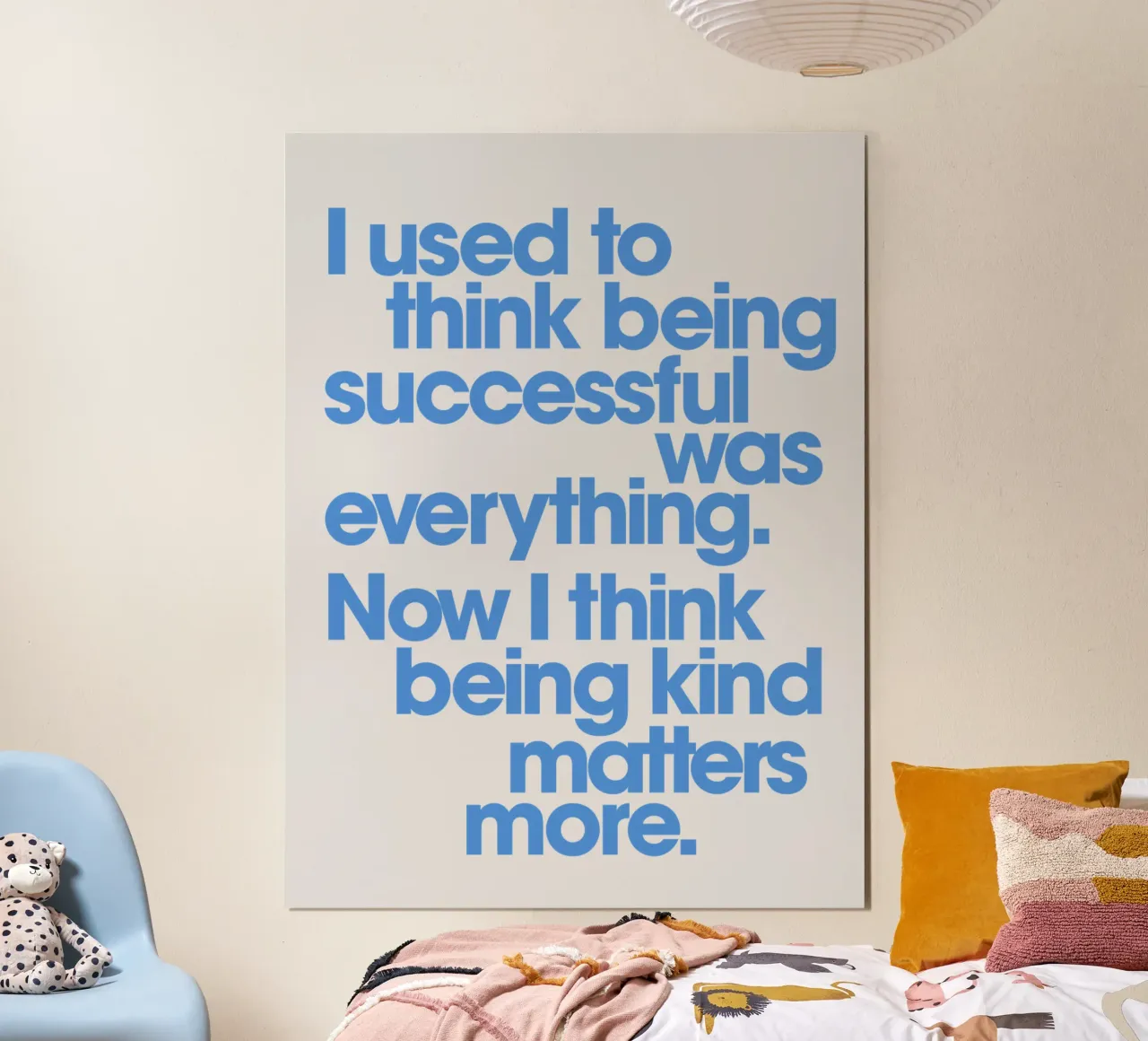 Being Kind Matters More Typography Quote Print in Blue (La gentillesse compte plus) hahnemühle de THE MOTIVATED TYPE