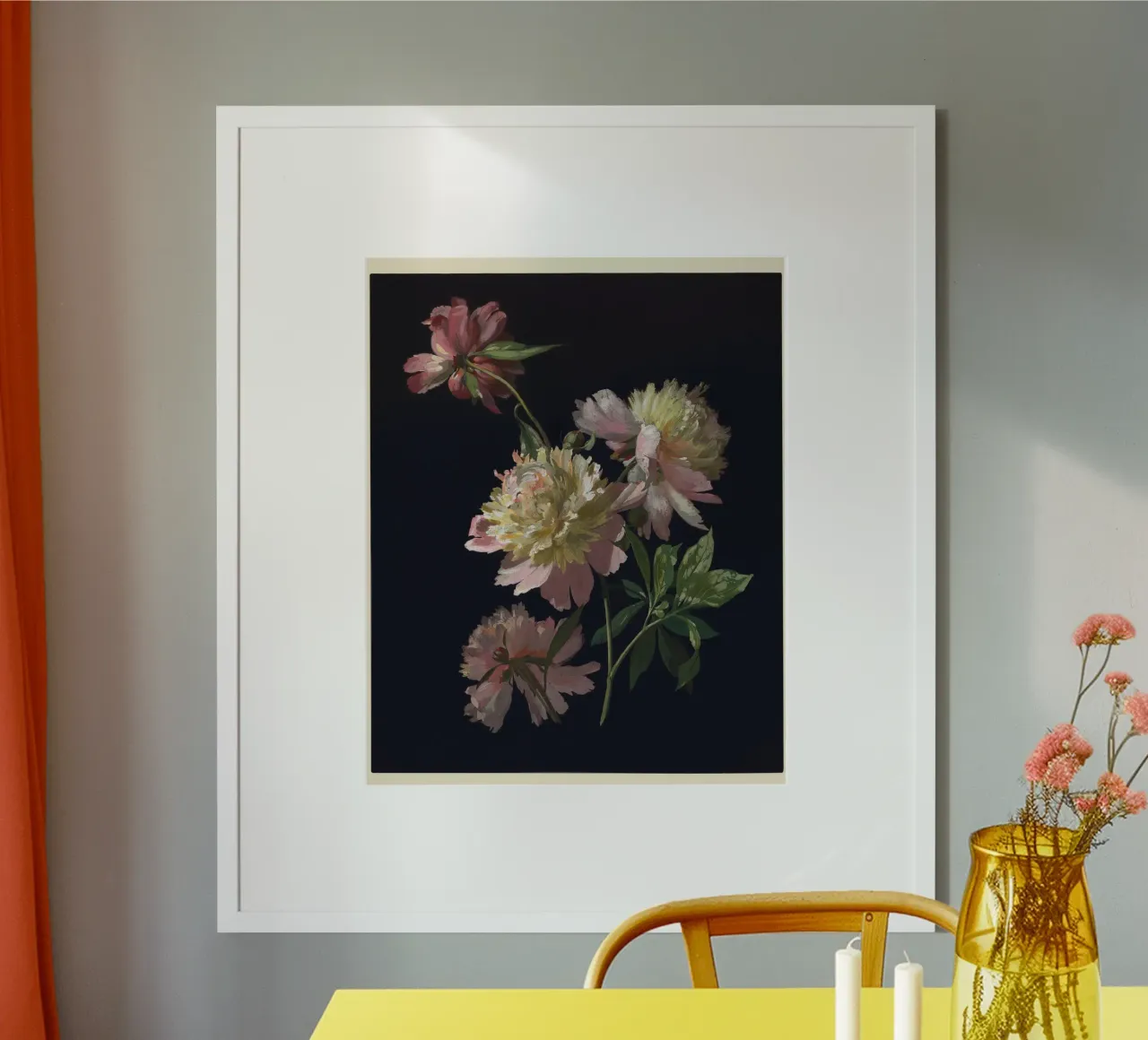 Flower Study, Peonies poster with plastic frame by vintageshop