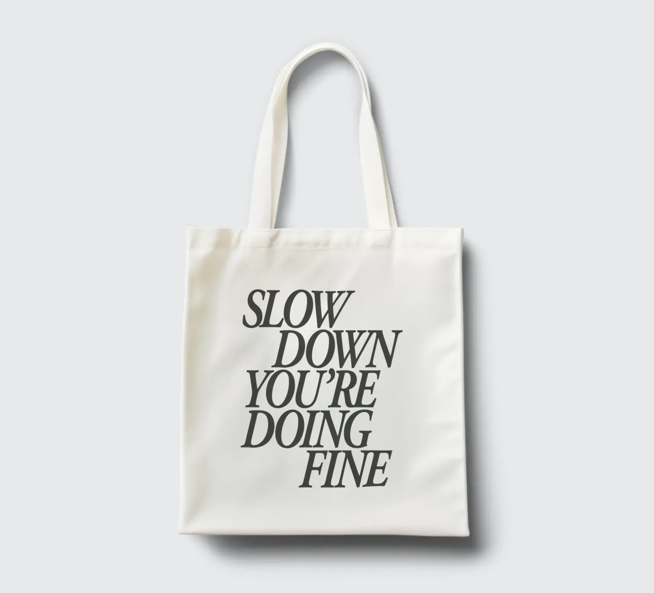 Slow Down You're Doing Fine Calm Verde menta Tipo Stampa borsa in juta da THE MOTIVATED TYPE