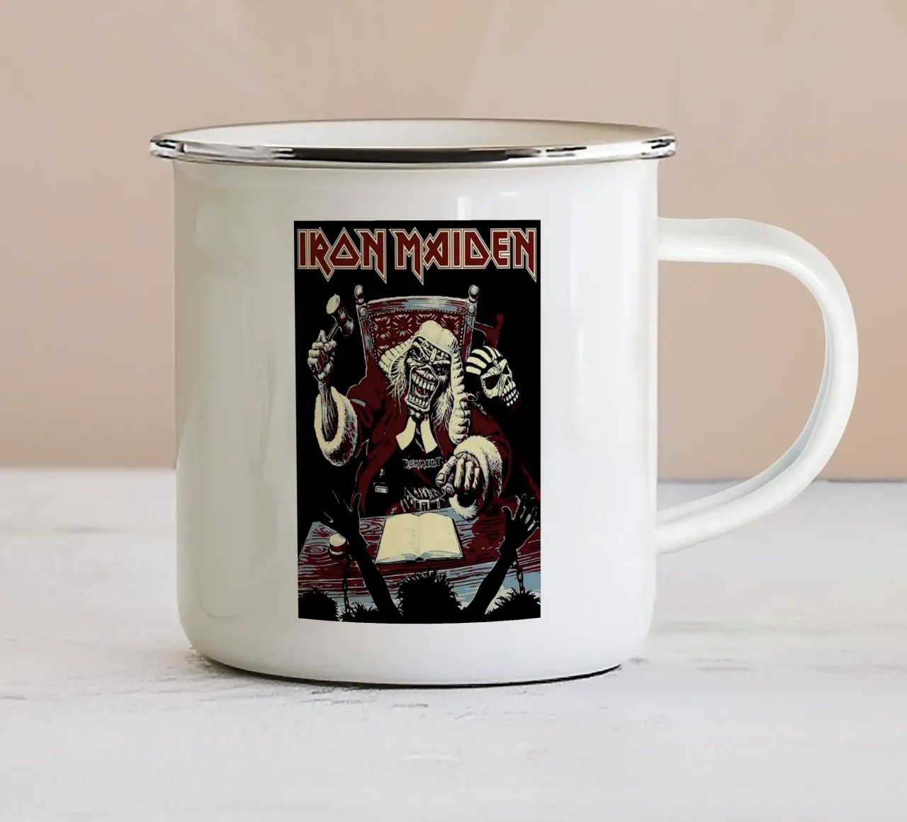 groupe iron maiden mug en émail de vanhesling