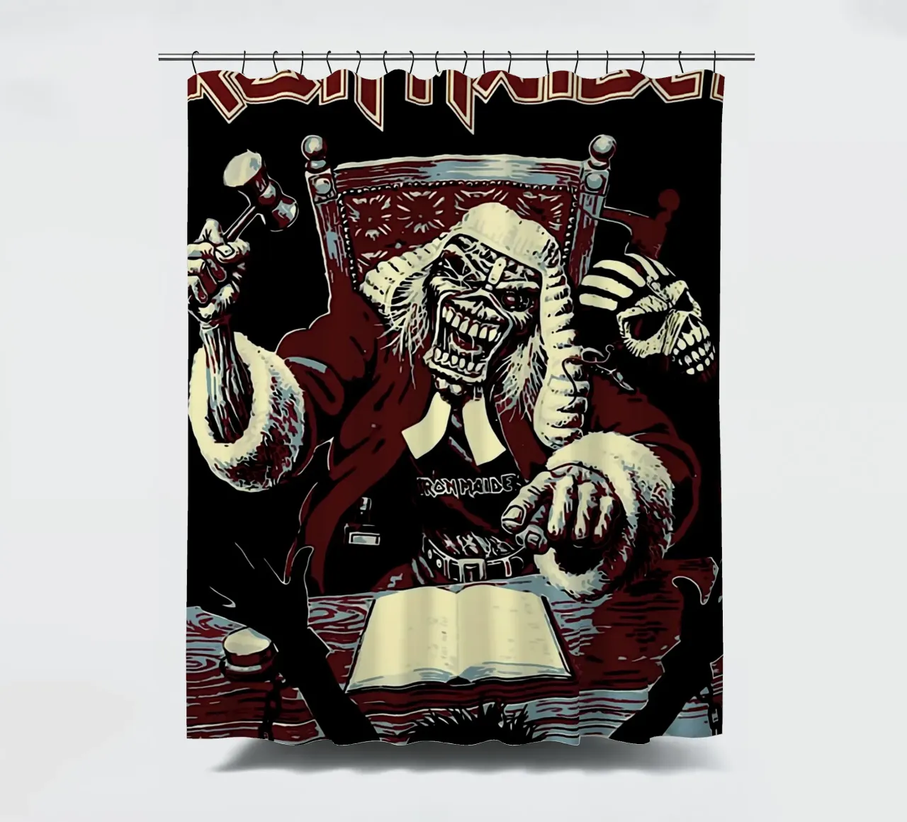 iron maiden band shower curtain by vanhesling
