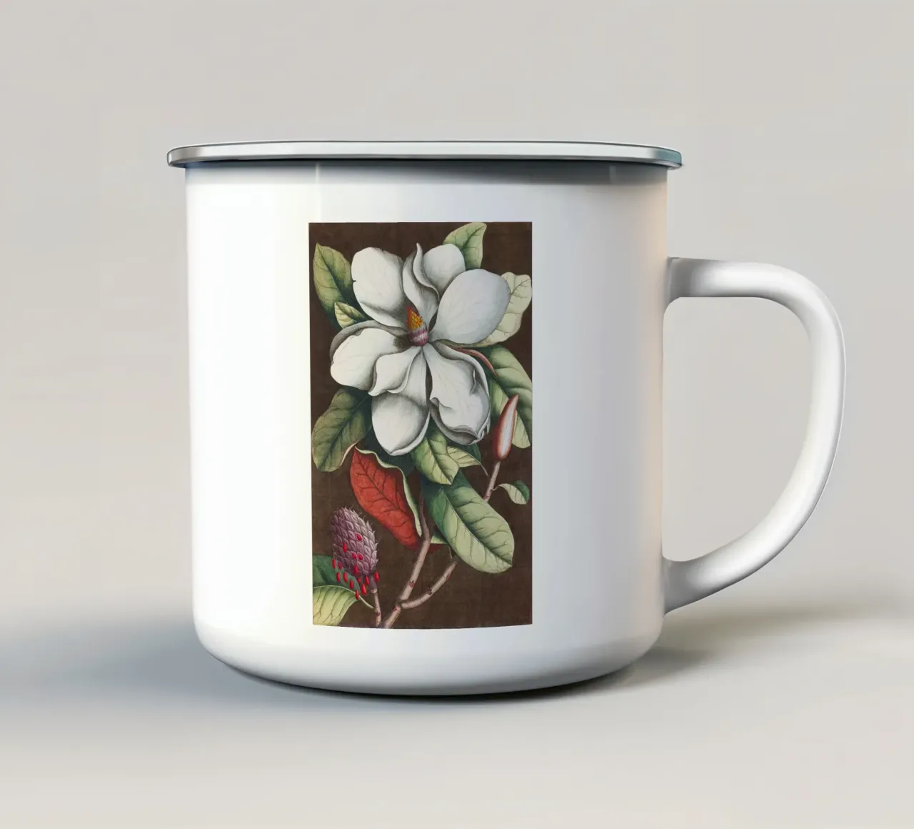 Magnolia grandiflora tazza in smalto da vintageshop