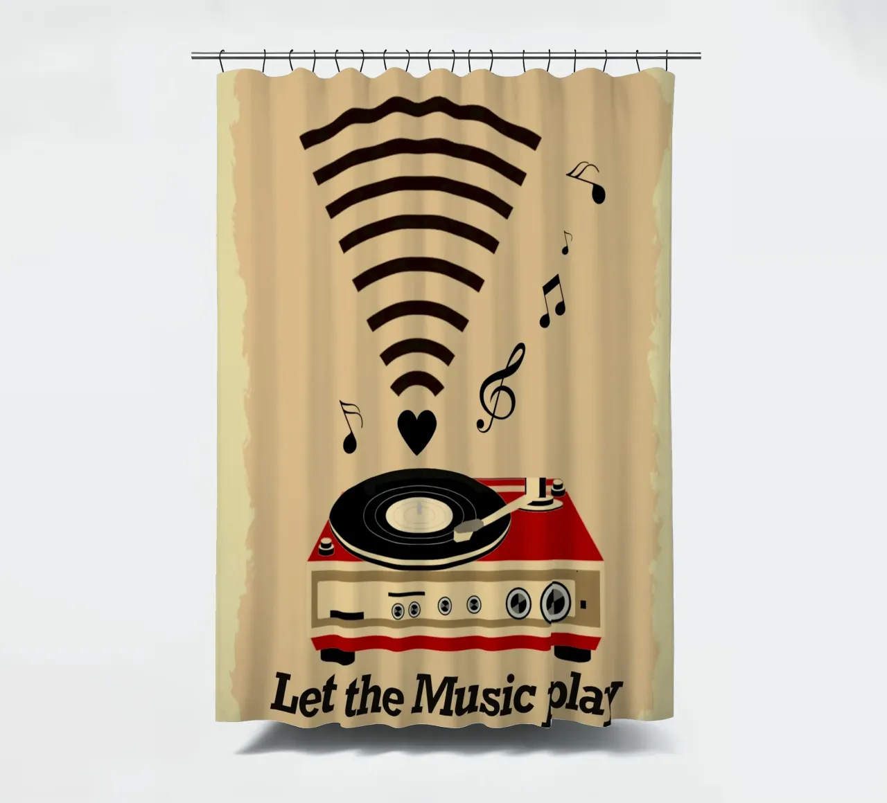 Let the music play - vintage record tenda da doccia da Taika Tori Art