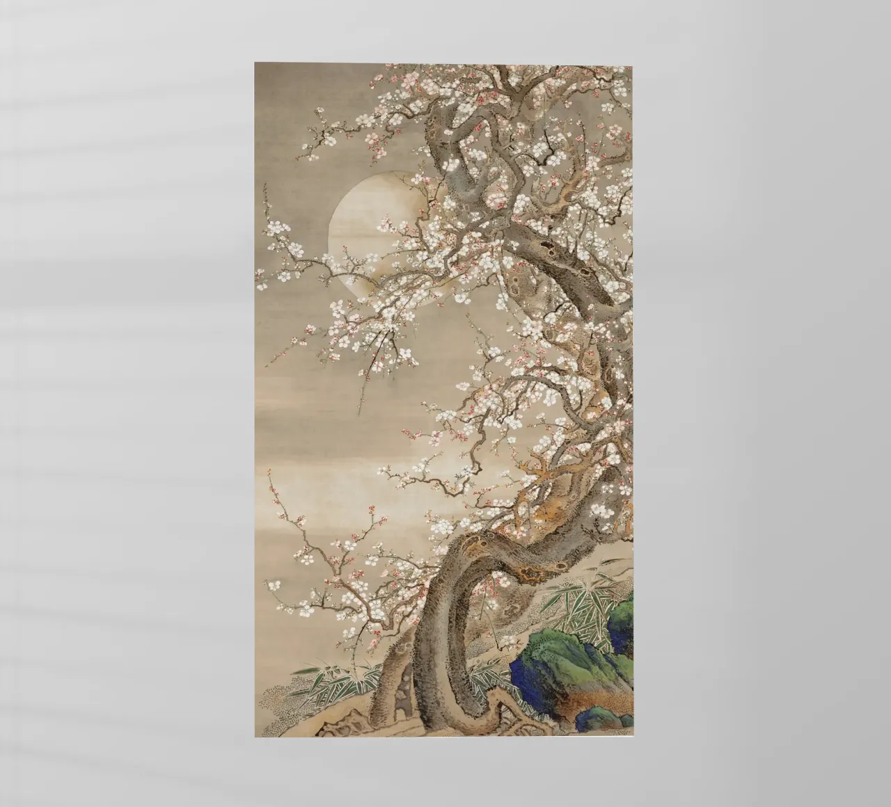 Japanese plum blossoms in moonlight pellicola backlit da vintageshop