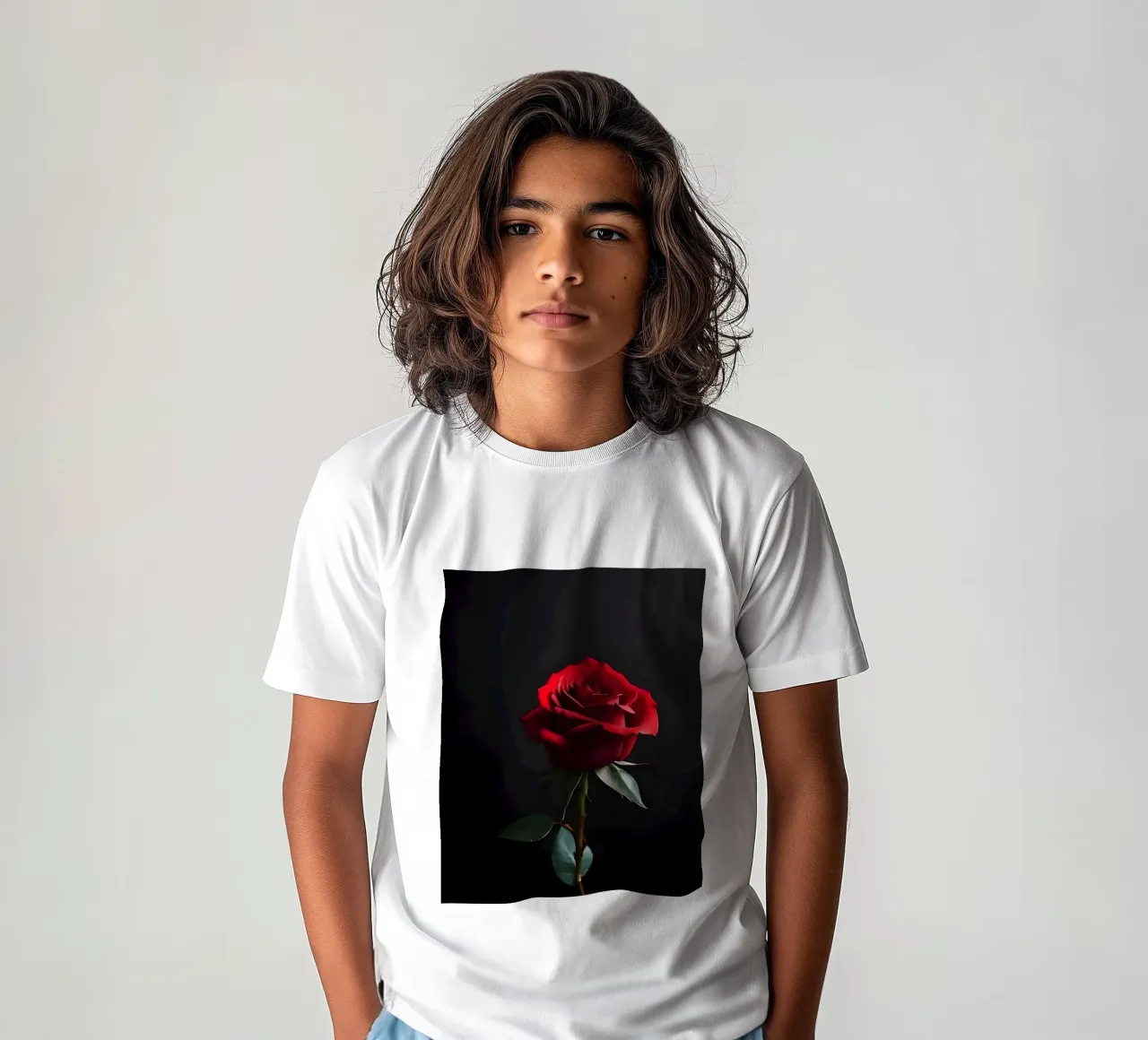 Rode roos kinder t-shirt van luxi&lace