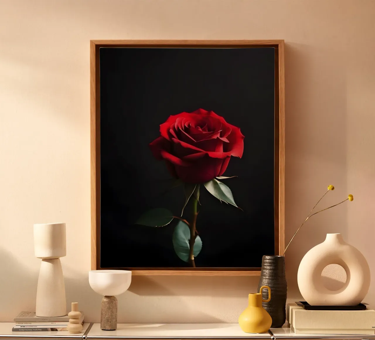 Rosa rossa tela con Cornice a cassetta da luxi&lace