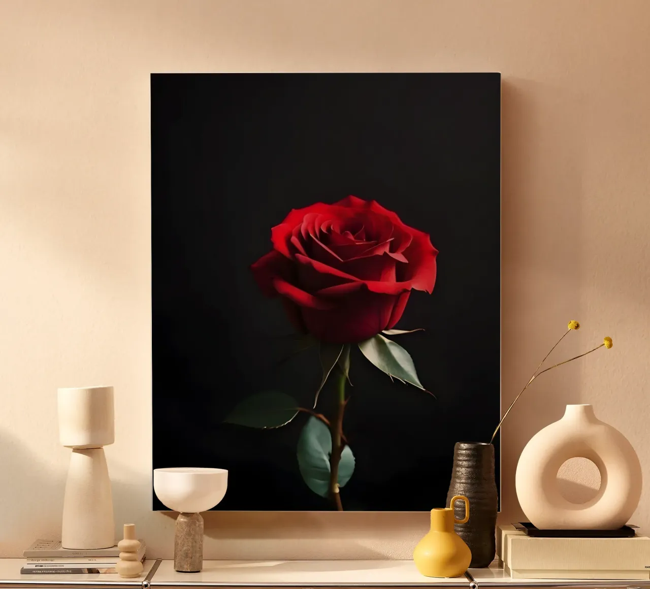 Rosa rossa tela con Cornice a cassetta da luxi&lace