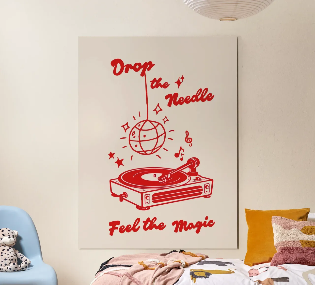 Gettare l'ago, sentire la magia poster con telaio in legno da Taika Tori Art