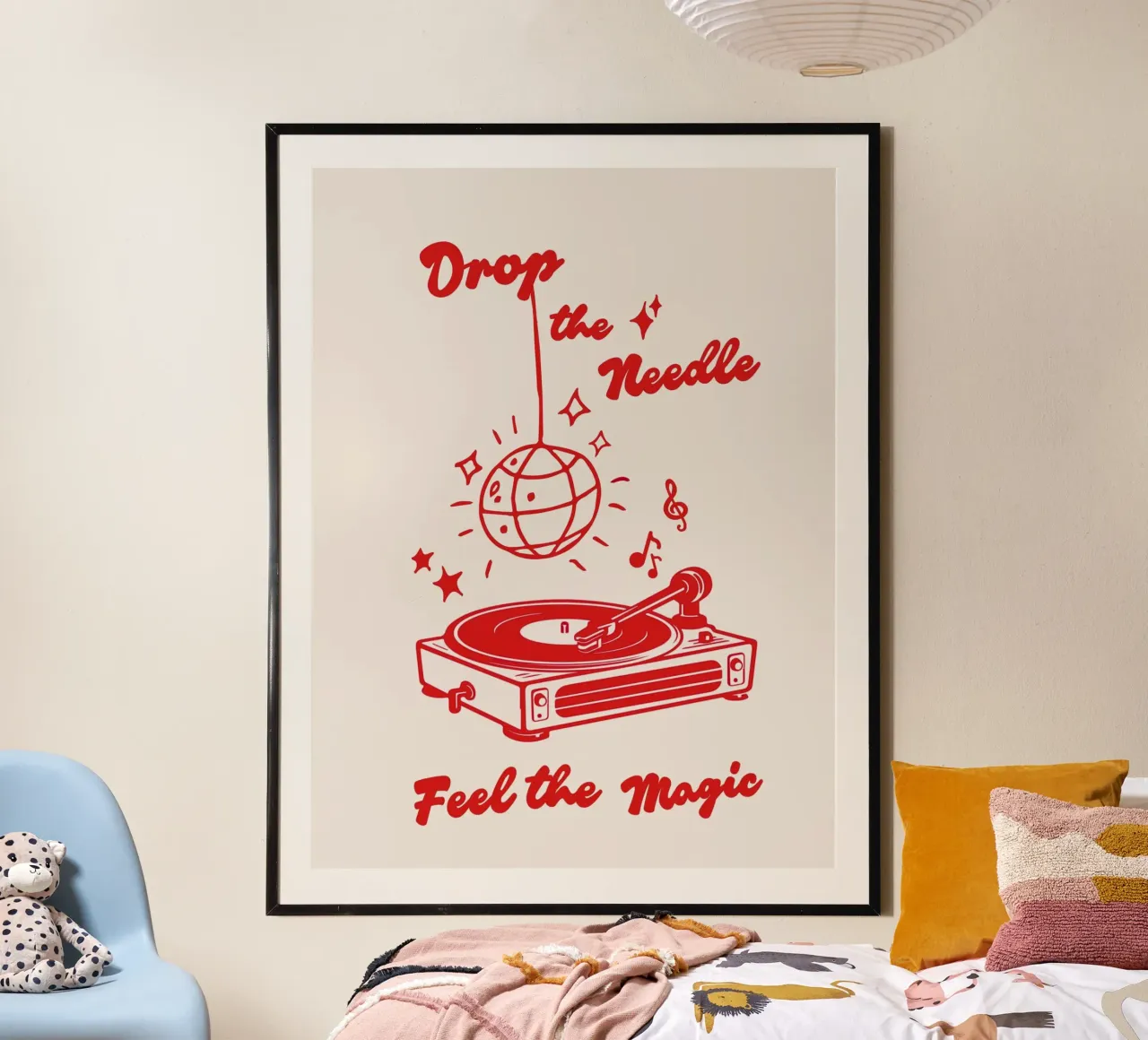 Gettare l'ago, sentire la magia poster con telaio in legno da Taika Tori Art