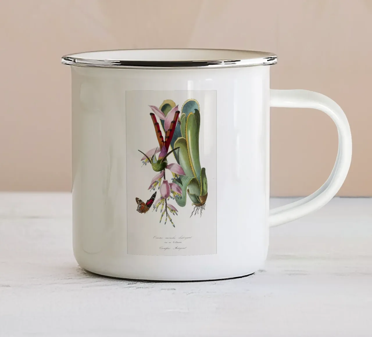 Hummingbird painting tazza in smalto da vintageshop