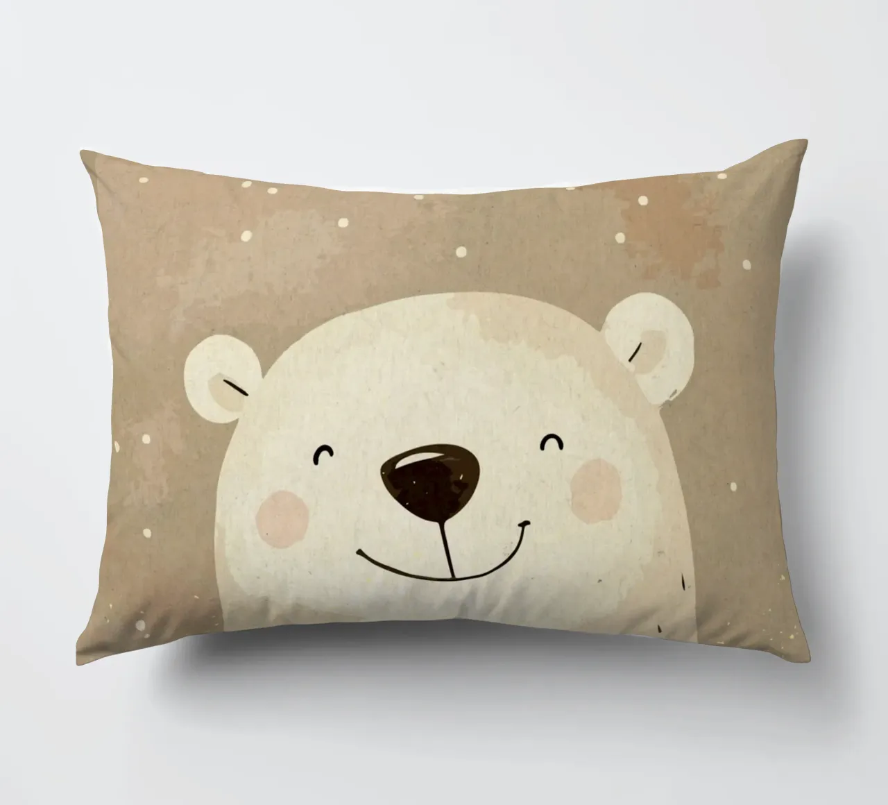 Illustrazione di un orso polare sorridente cuscino da MarcusALibratoreAnimalShop