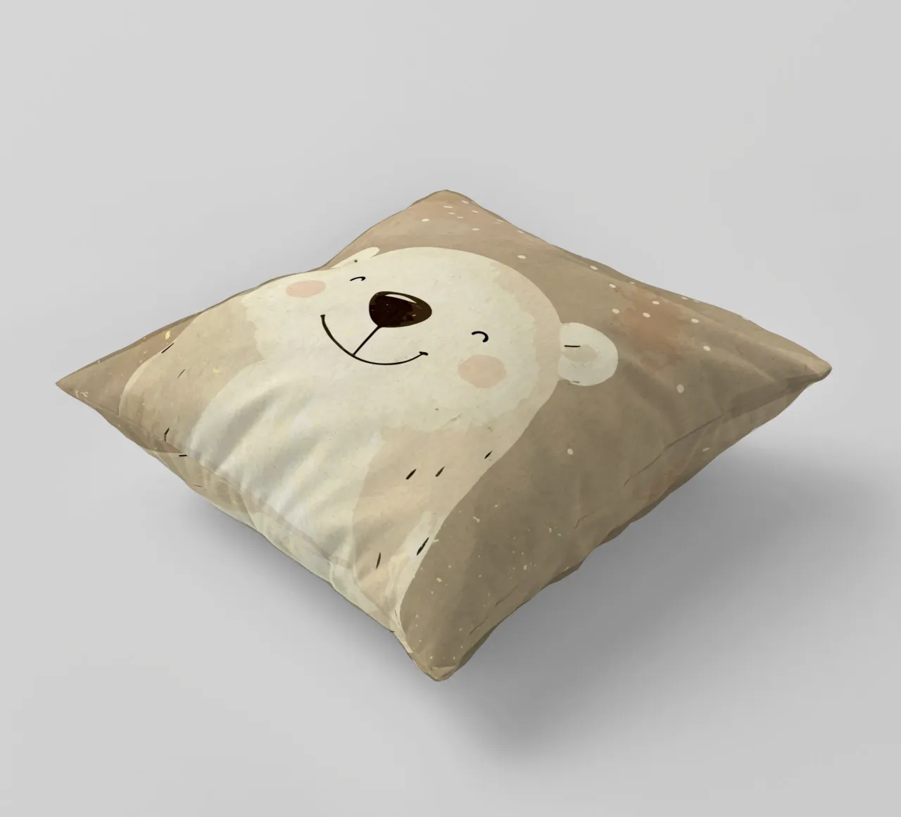 Illustrazione di un orso polare sorridente cuscino da MarcusALibratoreAnimalShop