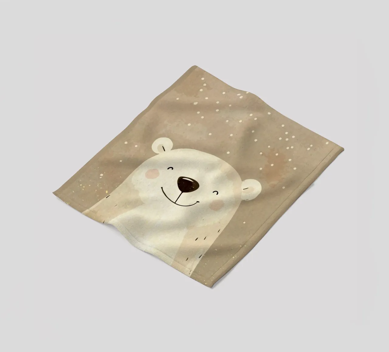 Illustrazione di un orso polare sorridente coperta in pile da MarcusALibratoreAnimalShop