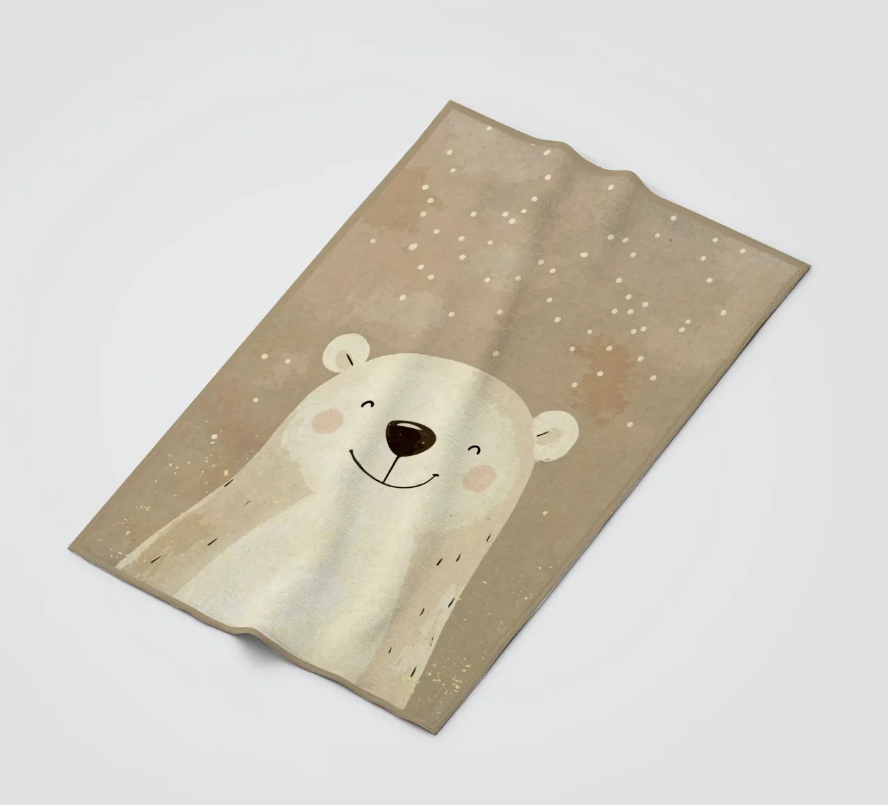 Illustrazione di un orso polare sorridente coperta in pile da MarcusALibratoreAnimalShop