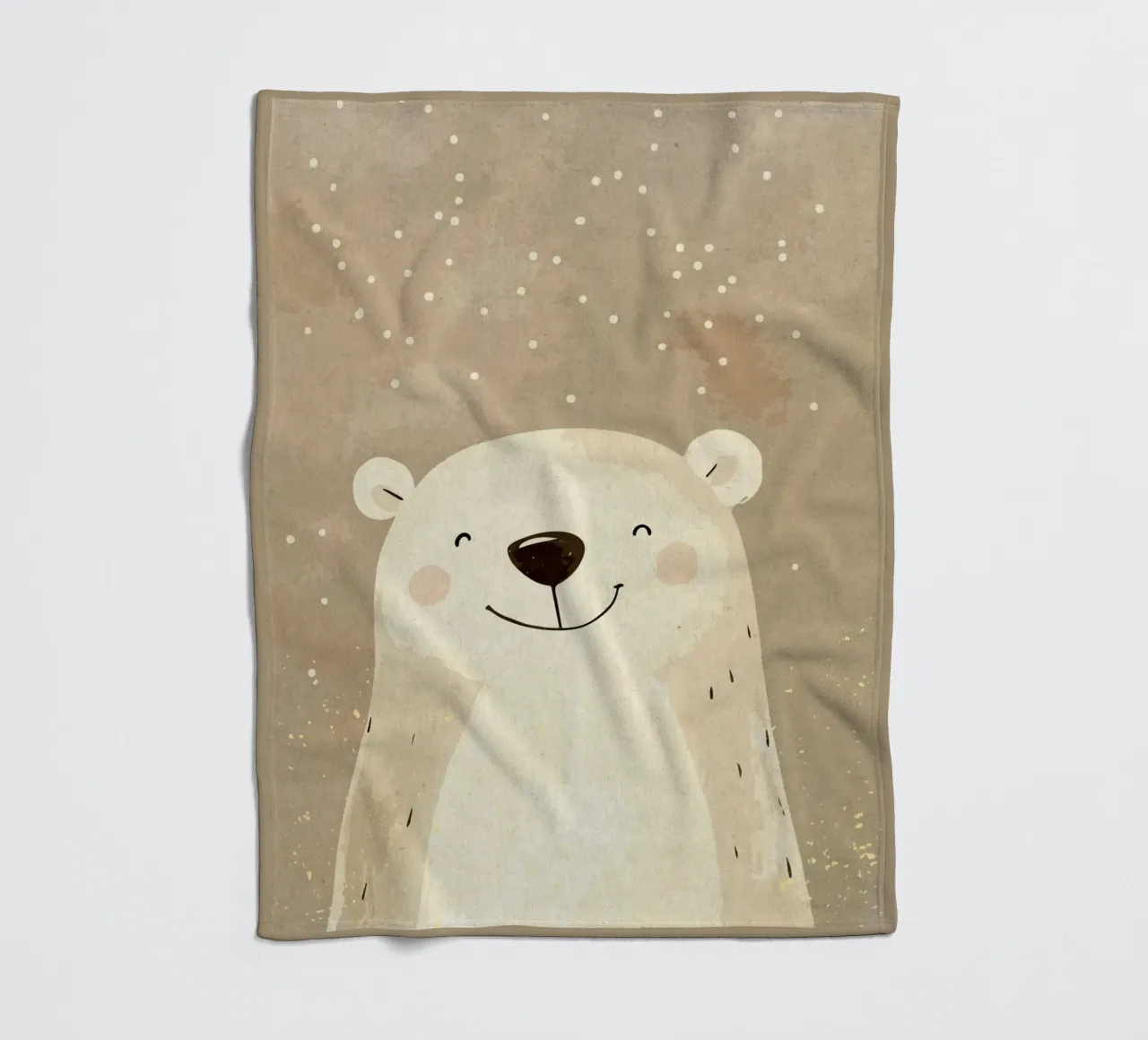 Illustrazione di un orso polare sorridente coperta in pile da MarcusALibratoreAnimalShop