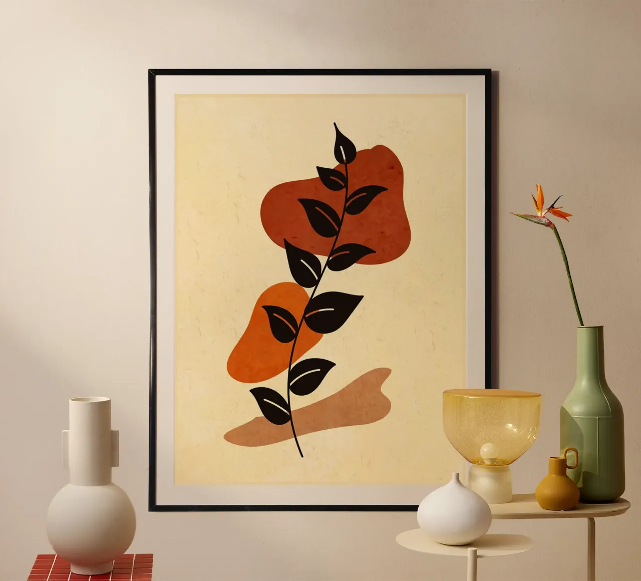 Arte contemporanea delle foglie poster con telaio in plastica da E Cannon