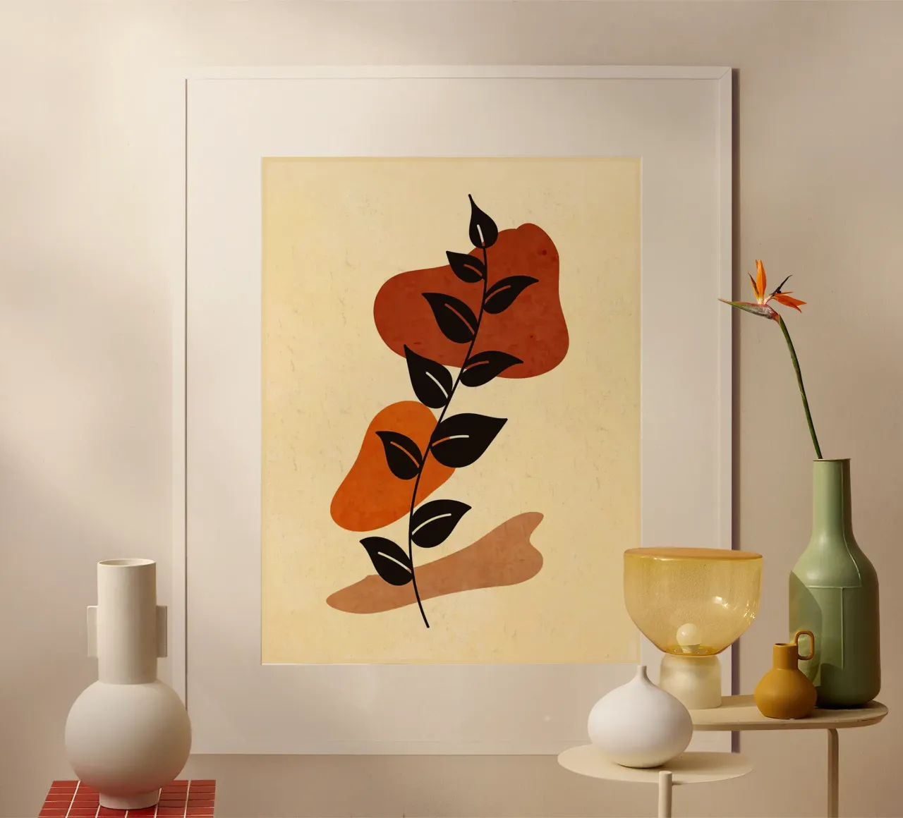 Arte contemporanea delle foglie poster con telaio in plastica da E Cannon