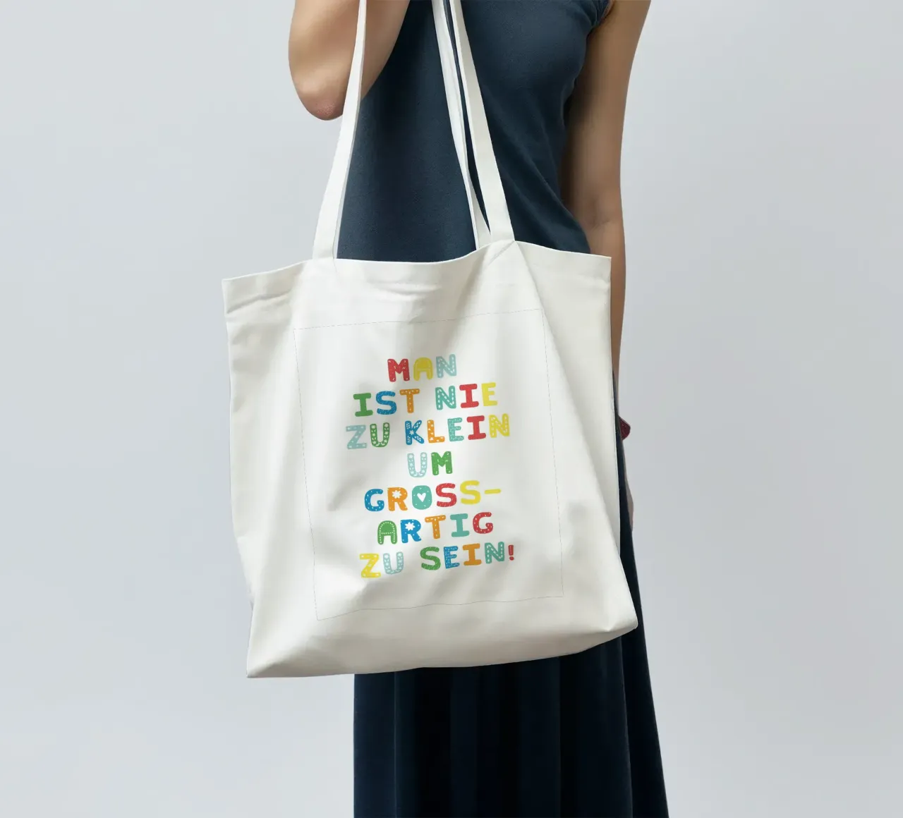 Man ist nie zu klein um großartig zu sein borsa in juta da Ohkimiko
