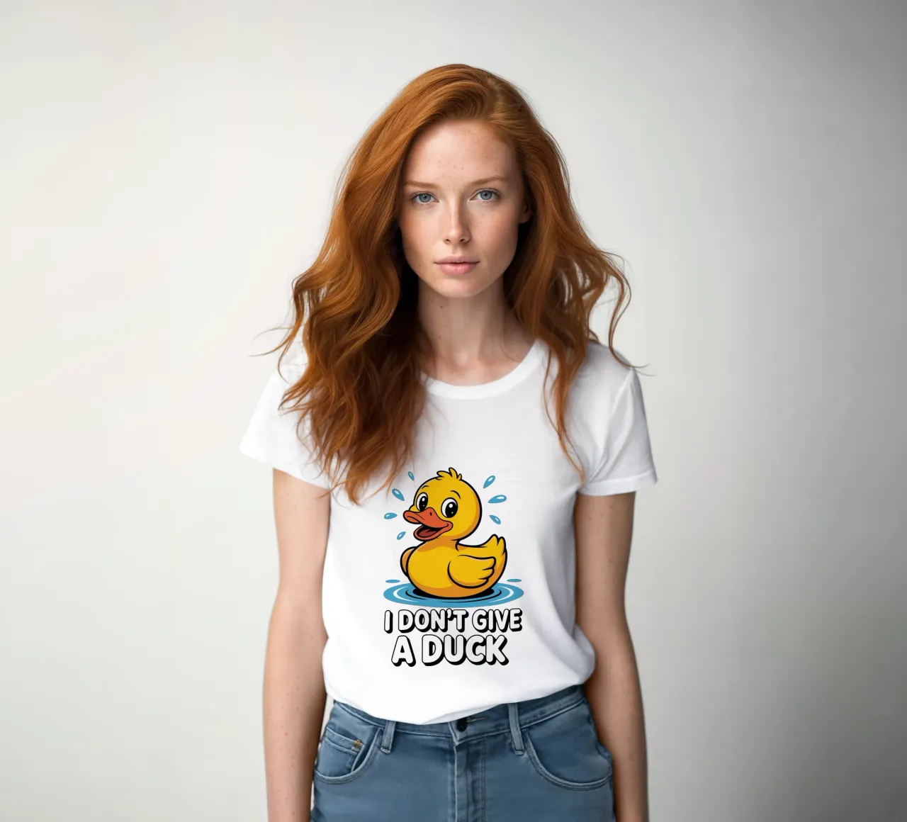 I DON'T GIVE A DUCK women's fitted t-shirt by edsonramosart