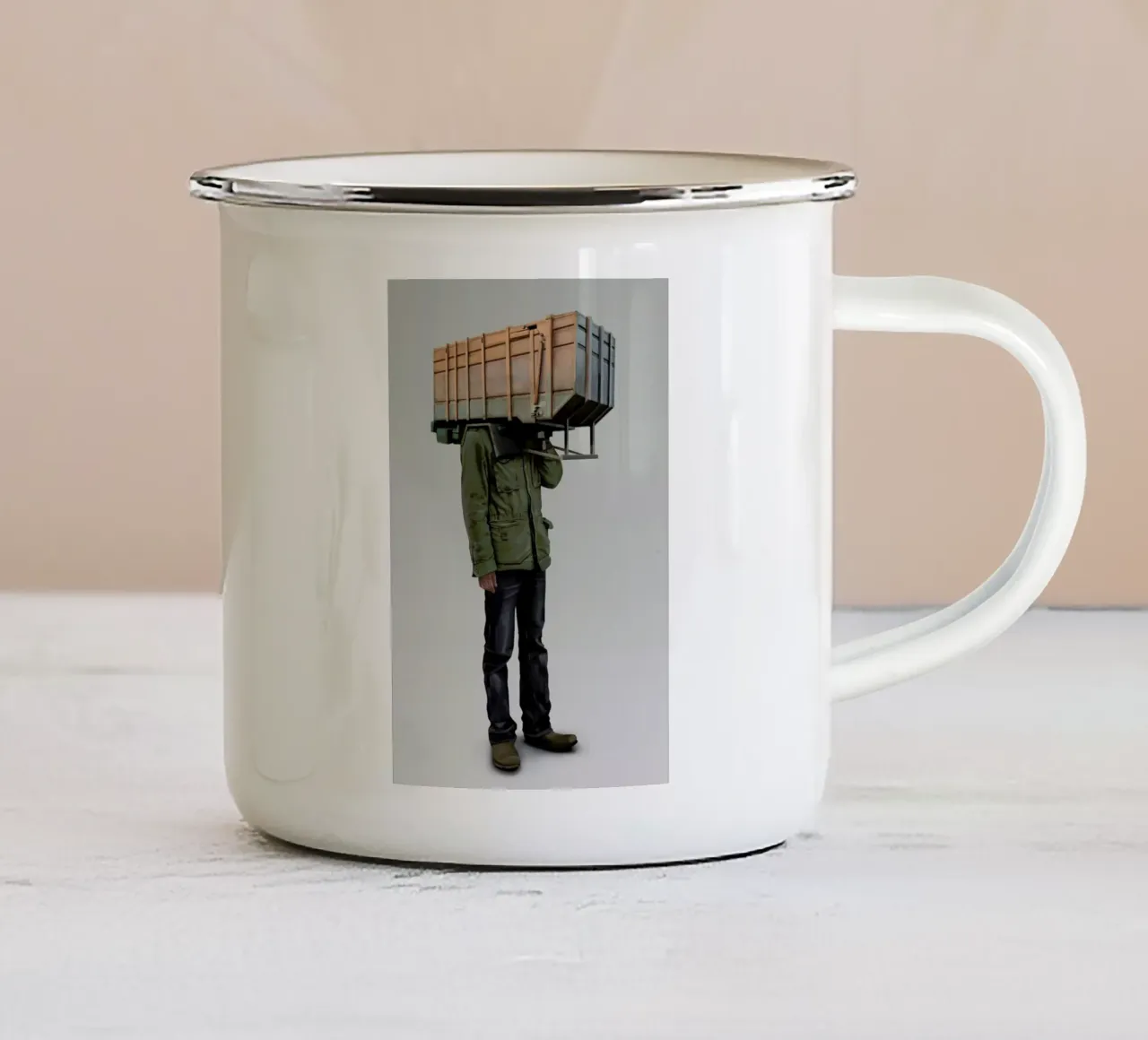 I built it for myself enamel mug by Tapio Mömmö
