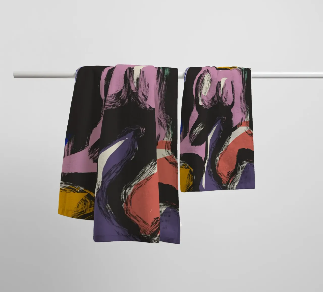 Nude abstract maximalist towel by Little Dean