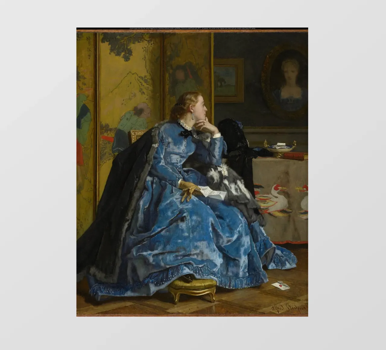 Alfred Stevens, Una duchessa (Il vestito blu) telo in pvc da Little Art Histories