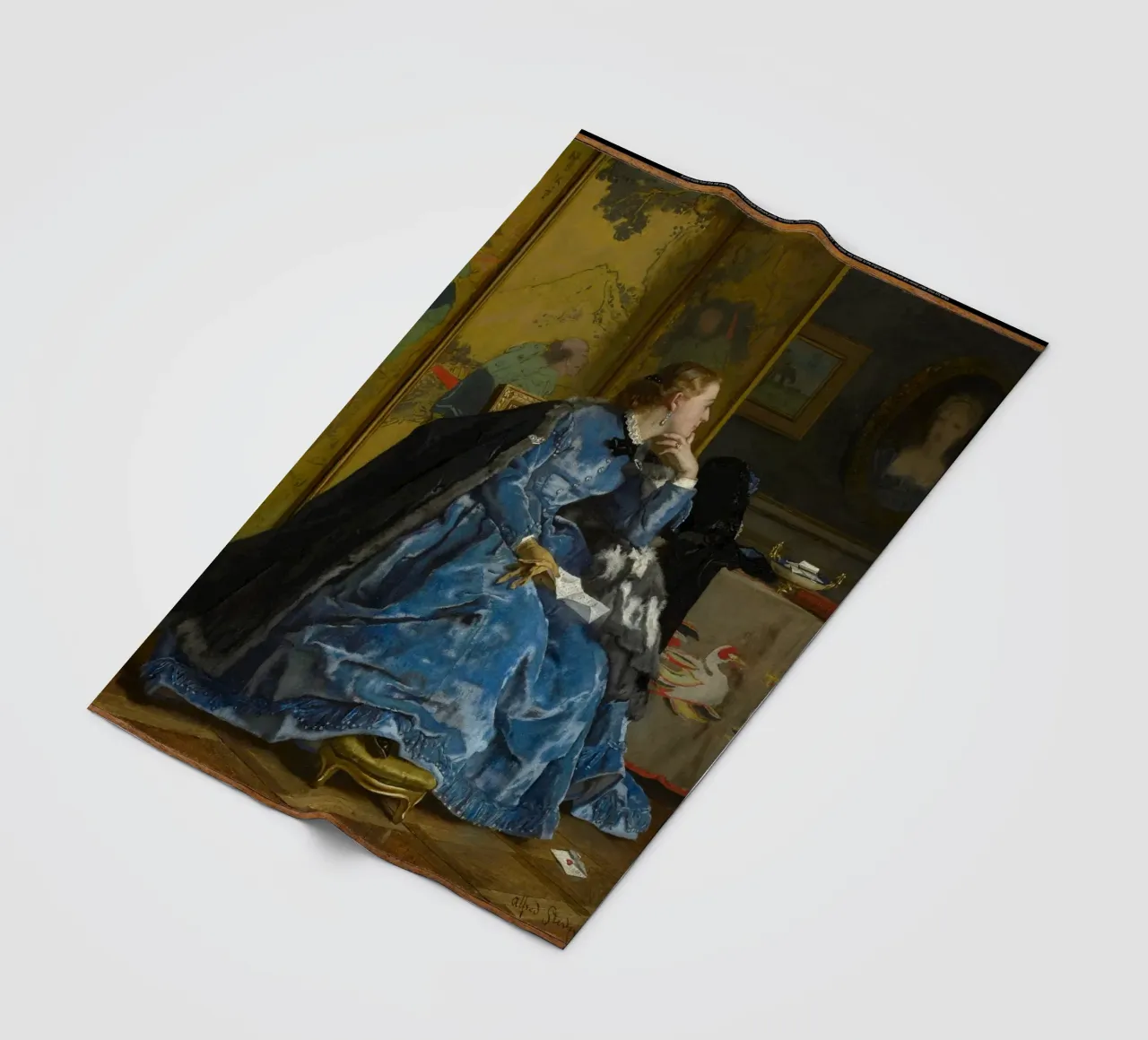 Alfred Stevens, A Duchess (The Blue Dress) fleece blanket by Little Art Histories