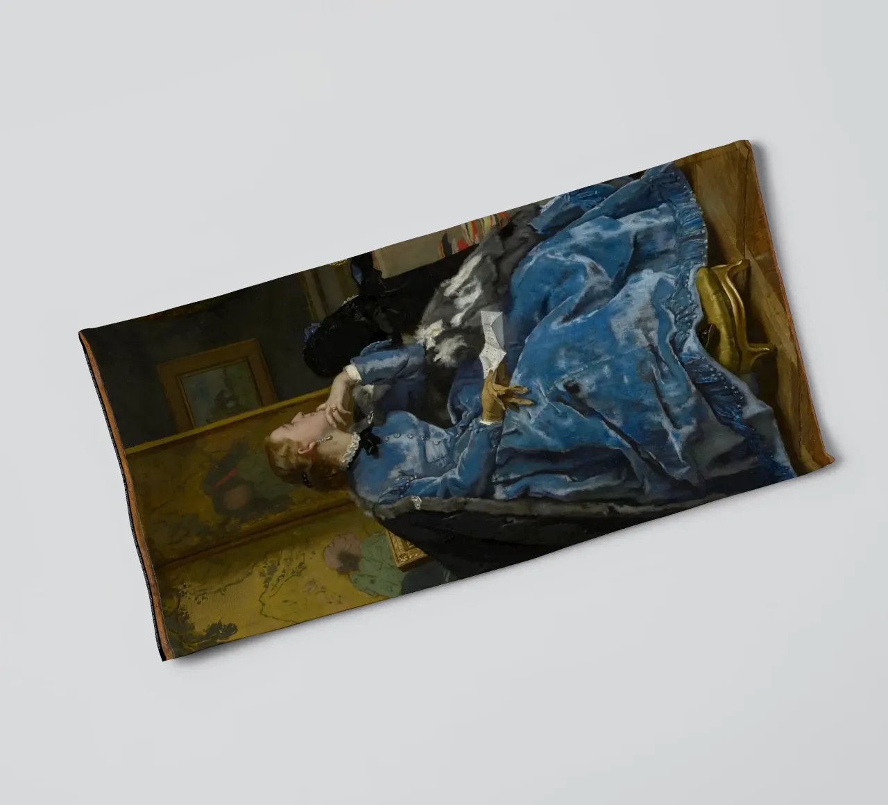 Alfred Stevens, Una duchessa (Il vestito blu) asciugamano da bagno da Little Art Histories