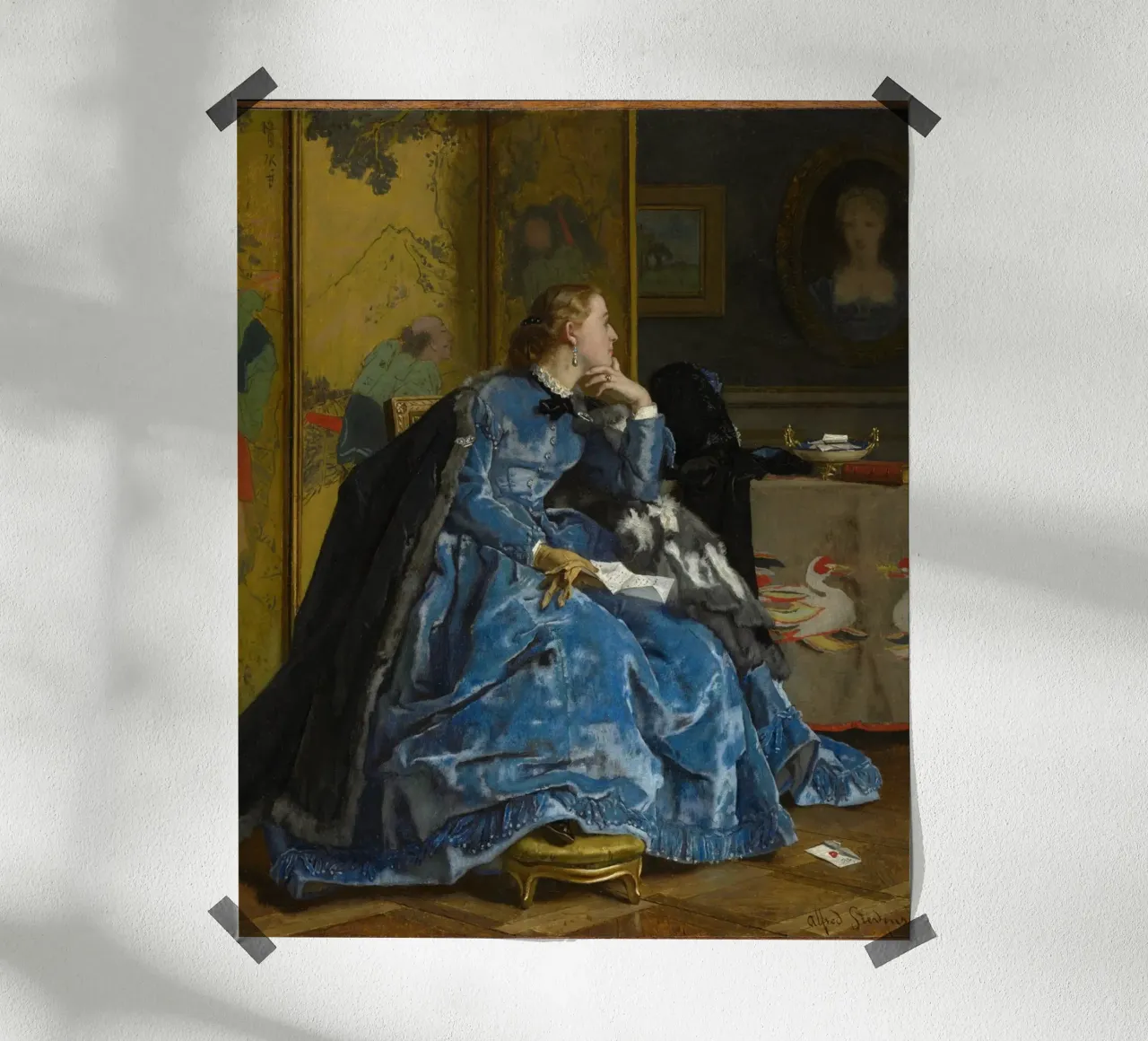 Alfred Stevens, Una duchessa (Il vestito blu) carta hahnemühle da Little Art Histories