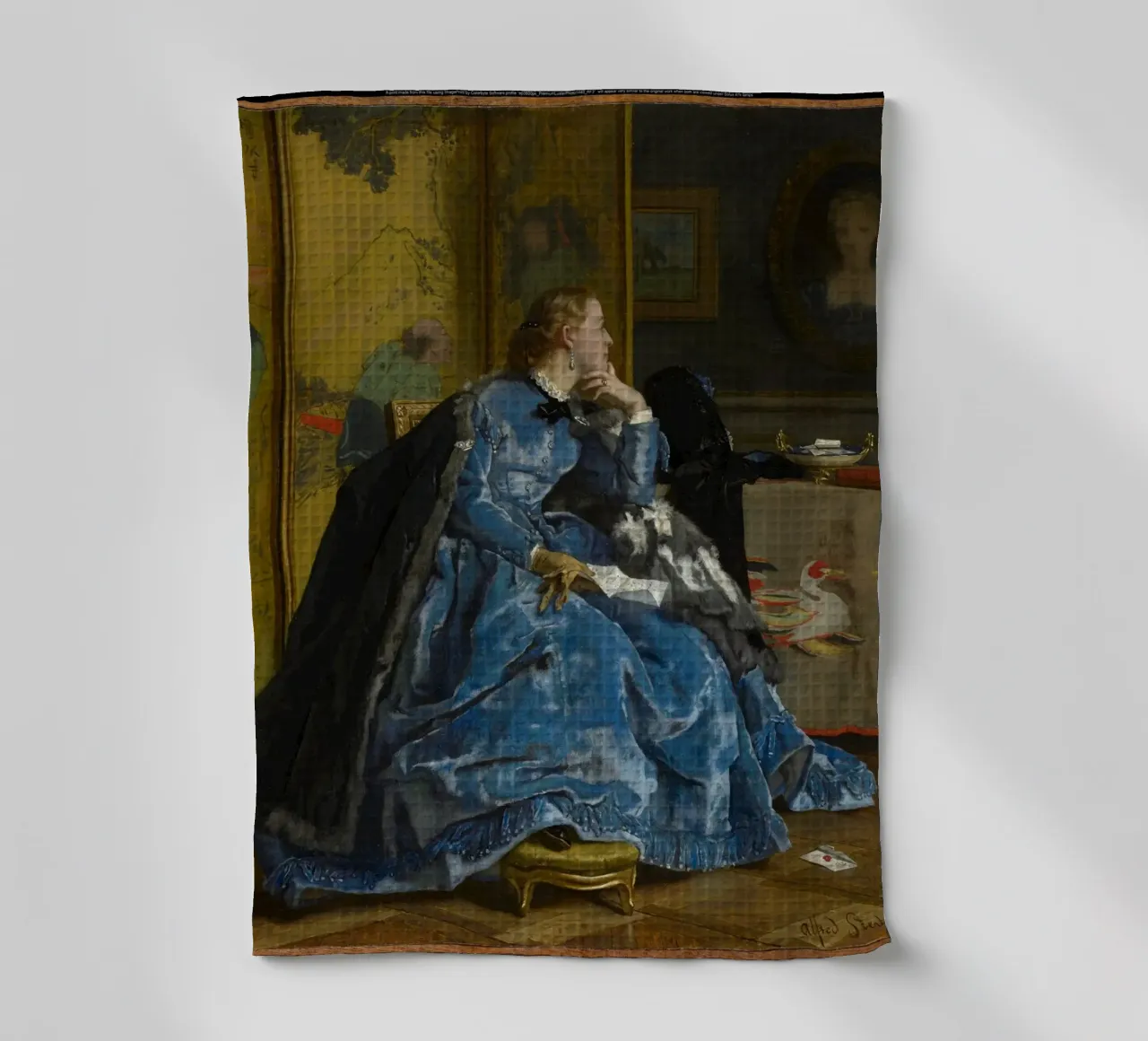 Alfred Stevens, Una duchessa (Il vestito blu) canovaccio da cucina da Little Art Histories