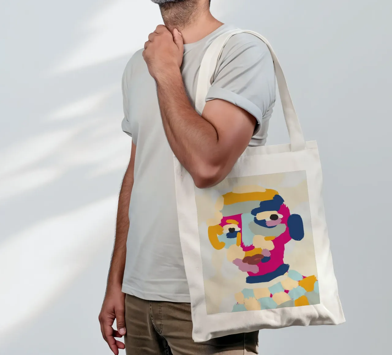 Ritratto a macchie di colore 06 borsa in juta da Little Dean