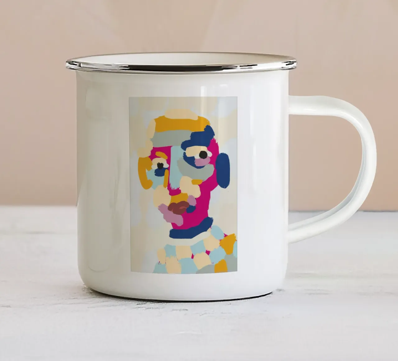 Ritratto a macchie di colore 06 tazza in smalto da Little Dean