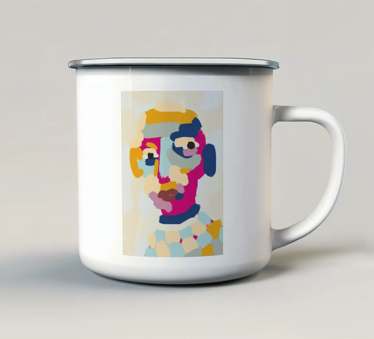 Ritratto a macchie di colore 06 tazza in smalto da Little Dean
